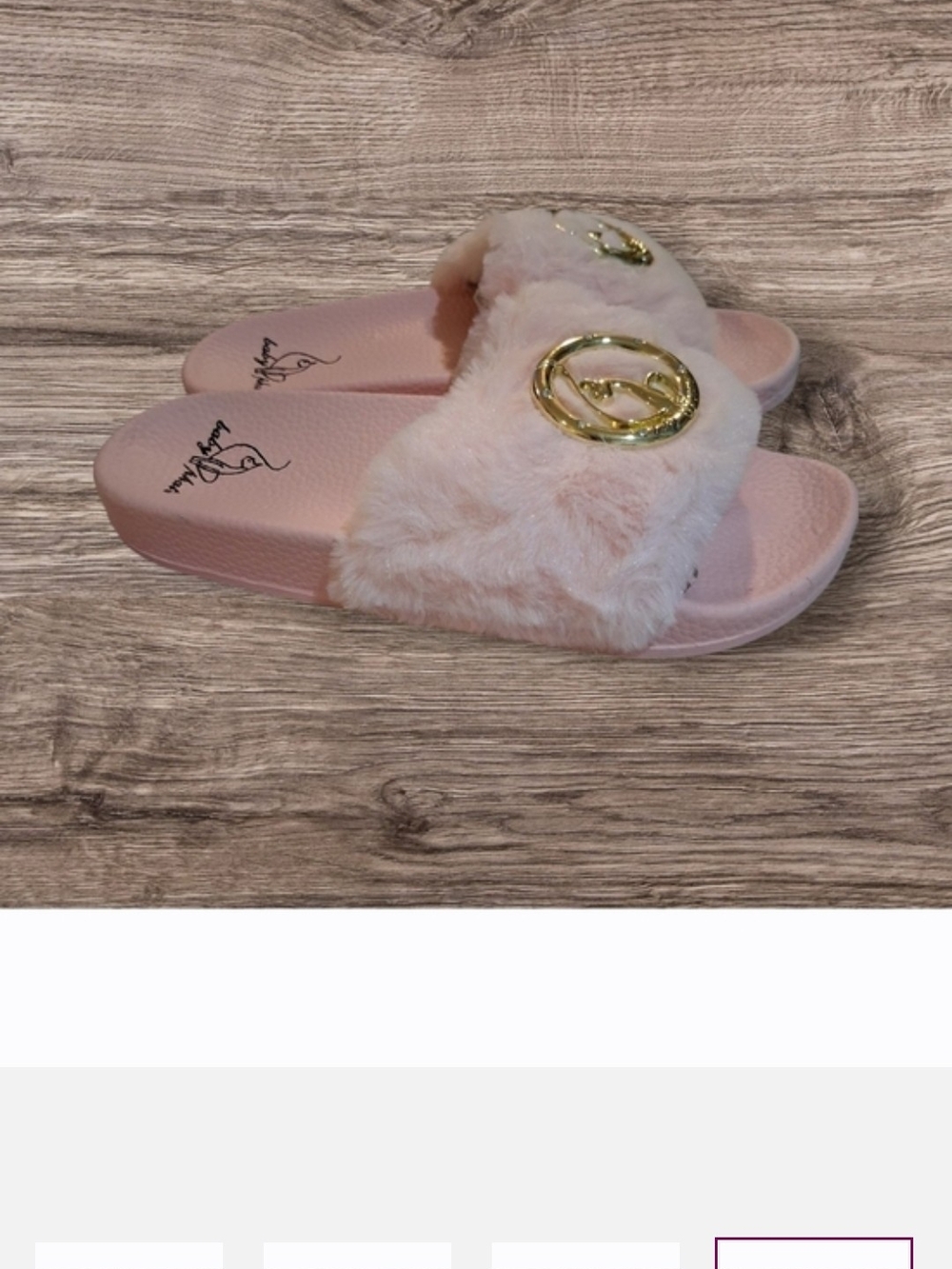 Baby Phat Blush Pink Faux Fur Logo Slide Sandals - Picture 4 of 4